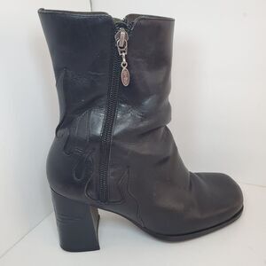 Hardey Davidson Womens Sz 6 High Heel Leather Flame Boots Moto Biker Sexy Street